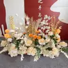 Champagne suelo pasillo de flores ceremonia de boda regalo decoración arte colgante rosa fondo falso material recepción de invitados en el lugar