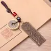 Pingente de chaveiro de carro de cobre puro sólido marca Tiangong bênção marca longa pingente de bolsa de cintura de latão