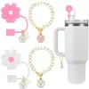 (2+2) Cubierta de Popote de Flor para Accesorios de Taza Stanley 10 mm Silicona Reutilizable