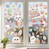 Adesivos de Janela de Coelho Pintados à Mão para Primavera Transfronteiriços para Janelas de Casa, Adesivos Eletrostáticos de Flor Colorida para Decoração de Quarto de Crianças