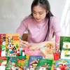 Js064 Caderno de Bolso de Natal, Caderno Pautado, Caderno Costurado, Decoração de Boneco de Neve e Urso Branco Caderno Estudante