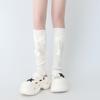 Máquina Overlock Lazo Calcetines Blancos Holgados Cubre Pantorrilla con Pompón Y2K Japonés Jk Calentadores Japoneses Lolita Cálidos para Mujer