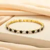 Pulsera de Zirconia Europea y Americana Fila Única 4 mm Redonda Color Negro y Blanco Pulsera Transfronteriza Hip-Hop Joyería Fabricante Mayorista Nicho