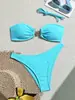 Comercio exterior transfronterizo color sólido correa para colgar en el cuello bikini sexy traje de baño vacaciones en la playa Europa y Estados Unidos bikini en stock al por mayor