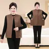 Novo Colete Estilo Chinês Feminino Outono Inverno Com Veludo Espesso Para Meia-Idade e Idosos Mãe Roupas Botões Estilo Chinês Colete Quente Tamanho Grande