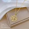 [Acero de titanio] Collar elegante y lujoso con circonitas de árbol de la vida para mujer, cadena de clavícula de acero de titanio que combina con todo.