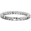 Pulsera de cuentas de turquesa blanca de 6 mm de venta caliente europea y americana, pulsera de letras para pareja para hombre, joyería de estación independiente transfronteriza