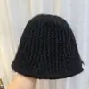 Sombrero de Pescador de Punto con Patrón Vertical Simple Estilo Coreano para Mujer 2025 Nuevo Mezcla de Lana Cúpula Circunferencia de Cabeza Grande