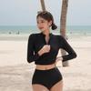 Fronteiriço Coreia do Sul Slim-Fit Emagrecedor Protetor Solar Manga Longa Conservador Esportivo Cintura Alta Cobrindo a Barriga Fenda Maiô Feminino