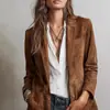 Jaqueta Feminina Europeia e Americana 2026 Loja Independente Amazon, Elegante Casaco de Camurça Retro de Botão Único para Outono e Inverno