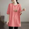 Camiseta de Manga Corta de Comercio Exterior, Talla Grande Holgada para Mujer de Verano, Nuevo Estilo 2026, de Longitud Media, Versátil, Casual, Top que Favorece la Figura, Estilo Ins