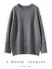 Suéter holgado de punto de cachemir de moda, versátil, color liso, cuello redondo, estilo perezoso, talla grande para mujer, nuevo estilo Otoño e Invierno 2026