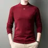 Camiseta básica de lana de camello de doble cara para hombre, otoño nuevo, al por mayor transfronterizo, camiseta casual holgada de moda, sudadera de cuello medio alto
