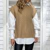 Bai Fen Zhi Yi Amazon Comercio Exterior Otoño Ropa de Mujer Europea y Americana Transfronteriza Chaleco de Punto Trenzado Color Sólido para Mujer