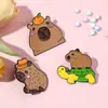 Broche Caricatura Capibara Lindo Animalito Insignia de Metal Capibara Esmalte Bidimensional Insignia de Decoración para Ropa