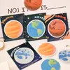 Notas Adhesivas de Planeta de Dibujos Animados Creativas Redondas Desprendibles Pegatinas N-Time Papelería para Estudiantes Mensaje Tierra Luna Notas