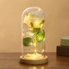 Criativo Tanabata Dia dos Namorados Rosa Decoração de Mesa Nova Flor Eterna Tampa de Vidro Luz Noturna Abajur de Flor