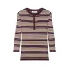 Comércio Exterior Transfronteiriço Outono e Inverno 2025 Novo Estilo Gola Redonda Manga Longa Elegante Versátil Slim-Fit Tricô Listrado Color-Block