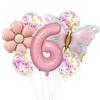 Traje de globo de mariposa rosa margarita mate, confeti de látex, decoración para fiesta de cumpleaños infantil, diseño de carnaval