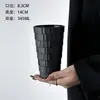 Design Retrô de Nicho Preto Ônix Rattan Empilhável Copo de Água Alto Valor Doméstico Copo de Vidro Embossado Copo para Bebida Fria Suco