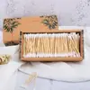 Caja de Papel Rectangular tipo Cajón Personalizada de 500 Piezas, Hisopos de Algodón de Bambú de Fábricas en el Extranjero, Hisopos de Algodón Desechables para Limpieza e Higiene al por Mayor