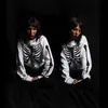 Camiseta de Manga Larga Y2K para Mujer, Textura de Gofre, Estampado de Calavera, Estilo Dulce y Genial de Chica Picante, Subcultura, Corte Ajustado, Top de Moda