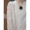 Camisa de Encaje con Mangas de Campana Jacquard 2026 Verano Nuevo Estilo Coreano Moda Femenina Ropa Interior Cuello de Encaje Camisa Base Top