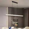 Lámpara de araña minimalista italiana para restaurante modelo nuevo 2026 oficina estudio mesa de isla mesa de comedor lámpara de araña lineal lámpara de araña de hierro de múltiples cabezales