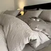 Juego de cuatro piezas de jacquard 100% algodón de alta gama con alto número de hilos, sábana bajera de satén de algodón puro simple y lujosa para cama de 1,8 m