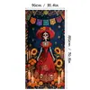Fundo de Halloween Transfronteiriço Poliéster Estampado Caveira Cemitério Abóbora Pano Pendurado Decoração de Fotografia de Festa Fornecimento Direto do Fabricante