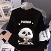 Camiseta Branca Fofa de Panda com Manga Curta e Corte Solto para Mulheres, Novo Design de Verão 2026 Meia Manga, Camiseta Plus Size