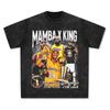 Camiseta de manga larga y corta con estampado de Kobe Kobe, estilo vintage, de algodón grueso, lavada, con cuello redondo, holgada y cuello pequeño.