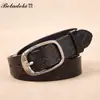 Cinturón de Mujer con Hebilla Vintage, Cinturón de Cuero de Dos Capas Moda Británica, Cinturón de Cuero Bordado para Jeans Venta al por Mayor