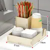 Loja de Café e Chá com Leite Suprimentos Balcão de Bar Porta-Armazenamento de Canudos Suporte para Copos de Papel Descartáveis Dispensador de Copos de Papel Toalha Uso Comercial