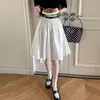 Nuevo Diseño Primavera y Verano 2026 con Cinturón, Falda Midi Blanca Plisada Estilo Coreano para Mujer con Cintura Elástica