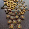 Colgante con Forma de Calabaza con Mantra de Seis Palabras Giratorio, Estuche de Cuero de Sándalo e Incrustaciones de Cinabrio, Accesorios para Joyería DIY