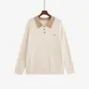 Suéter casual de punto con bloques de color y cuello tipo polo para mujer talla grande estilo otoño 2026 suéter de punto trenzado retro para mujer talla grande 25210