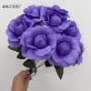 Buquê de Rosas Artificiais com 9 Pétalas, Decoração de Casamento, Flores Artificiais para Arranjo de Sala de Estar, Material para Arranjo de Flores, Várias Cores Disponíveis
