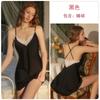 Pijama de Seda Helada Dulce y Perezoso, Profundo V Apasionado con Almohadillas, Camisón de Tentación Sexy, Conjunto para Estar en Casa 5599