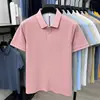 Camisa Polo de Hombre para Otoño, Algodón Puro, Patrón Hexagonal, Manga Corta, para Hombres Jóvenes y de Mediana Edad, Business Casual, con Aberturas Laterales