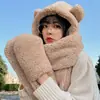 Máscara de Oso, Gorro, Bufanda, Gorro Todo en Uno, Guantes de Invierno para Mujer Adulta, Bufanda para el Cuello, Cortavientos para Ciclismo, Lindo y Cálido Tres en Uno