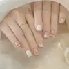 Champagne Brillo Fino Blanco Leche Gradiente Francés Elegante Dulce Parches para Uñas Postizas Parches Desmontables para Uñas 24 Piezas