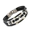 Pulseira Europeia e Americana Não Convencional de Couro de Vaca Vintage Combina com Tudo Multicamadas 8 Caracteres Pulseira de Couro Masculina Símbolo do Infinito Pulseira Feminina
