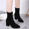 Botas Femininas Novas Botas de Salto Alto Bico Fino Botas de Salto Grosso Botas Britânicas Martin Botas Curtas Botas Nu