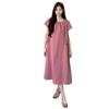 En Stock 2025 Vestido de Maternidad Estilo Francés con Bordes Fruncidos, Corte Holgado, Adelgazante, Tallas Grandes