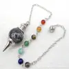 Joyería transfronteriza gema natural Cristal péndulo espiritual en forma de giroscopio cuentas de 18 mm 7 colores piedra energética colgante de péndulo