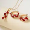 Moxi Transfronteiriço Assimétrico Zircônia Multi-Color Doce Moda Cobre Inlaid Zircônia Argola de Orelha Colar Conjunto de Joias Atacado