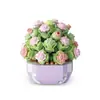 Suculento Ramo de Rosas en Maceta, Planta de Flores Eternas, Juguete Educativo de Ensamblaje, Regalo de Cumpleaños para Niña, Bloques de Construcción al por Mayor