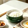 Cerámica Verde Retro Vajilla Cuenco Pétalo Plato Largo Mantequillera Tetera Taza Vajilla Doméstica de Hotel Venta al por Mayor Transfronteriza