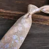 Camisa Formal para Hombre con Corbata, Color Beige Claro Estilo Verano, Corbata Profesional de Negocios Rayada Jacquard Atada a Mano de 8cm